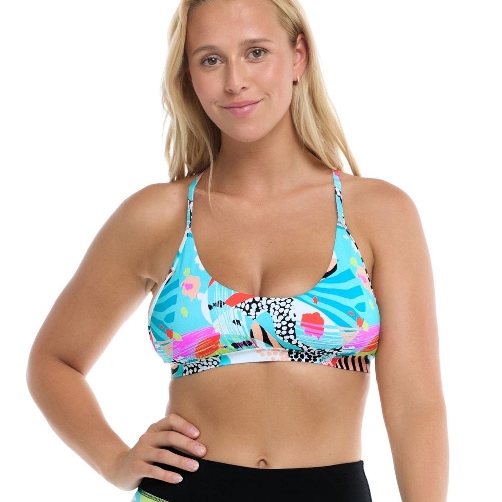 Eidon Alexa Women's Bikini Top - Motion Size F Cup NEW Tropical Print Beach